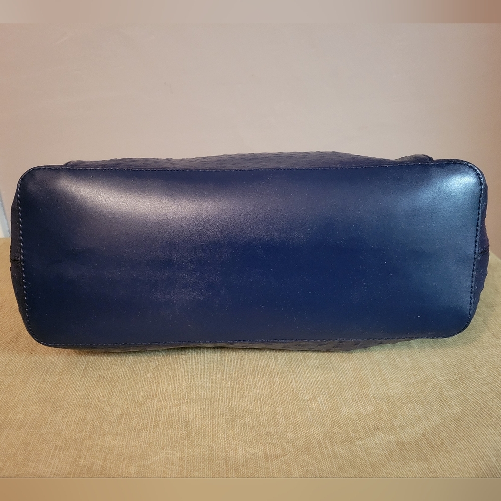 Kate ♠️ Spade La Vita Blue Ostrich Leather Women's Tote Bag - Picture 5 of 13